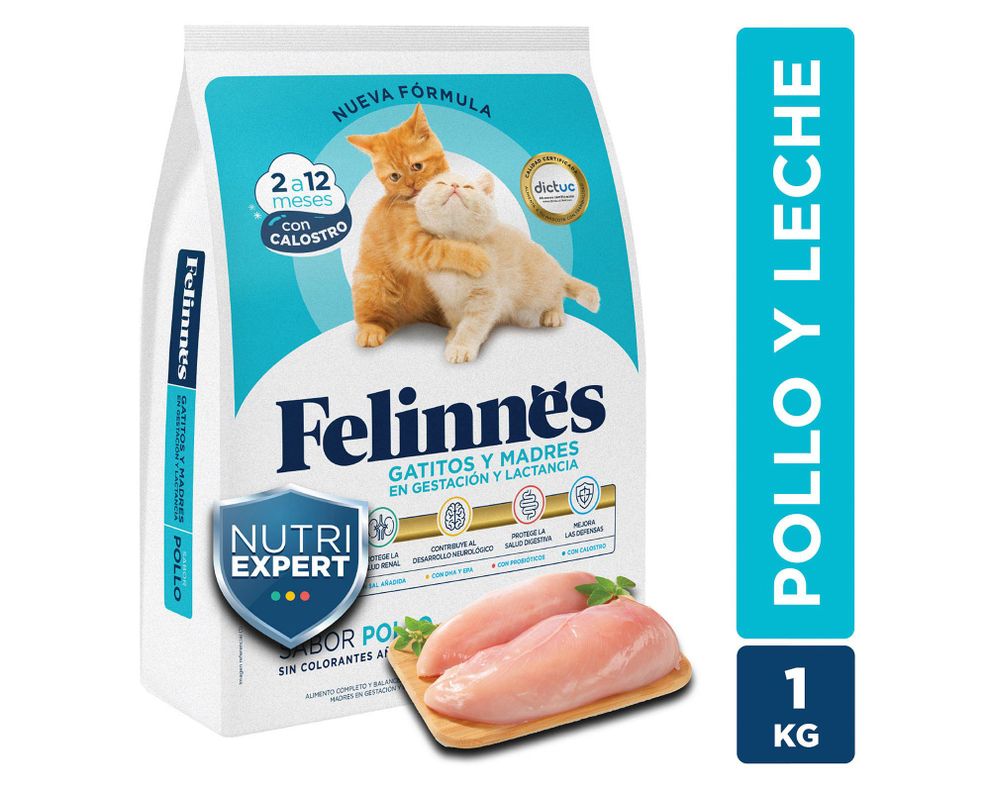 Alimento gato 1 kg pollo gatitos/madres en gestación Felinnes-0