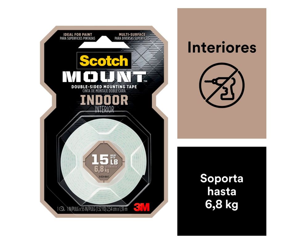 Cinta montaje doble faz Interior 2.54 cm x 1.39 m blanco-1