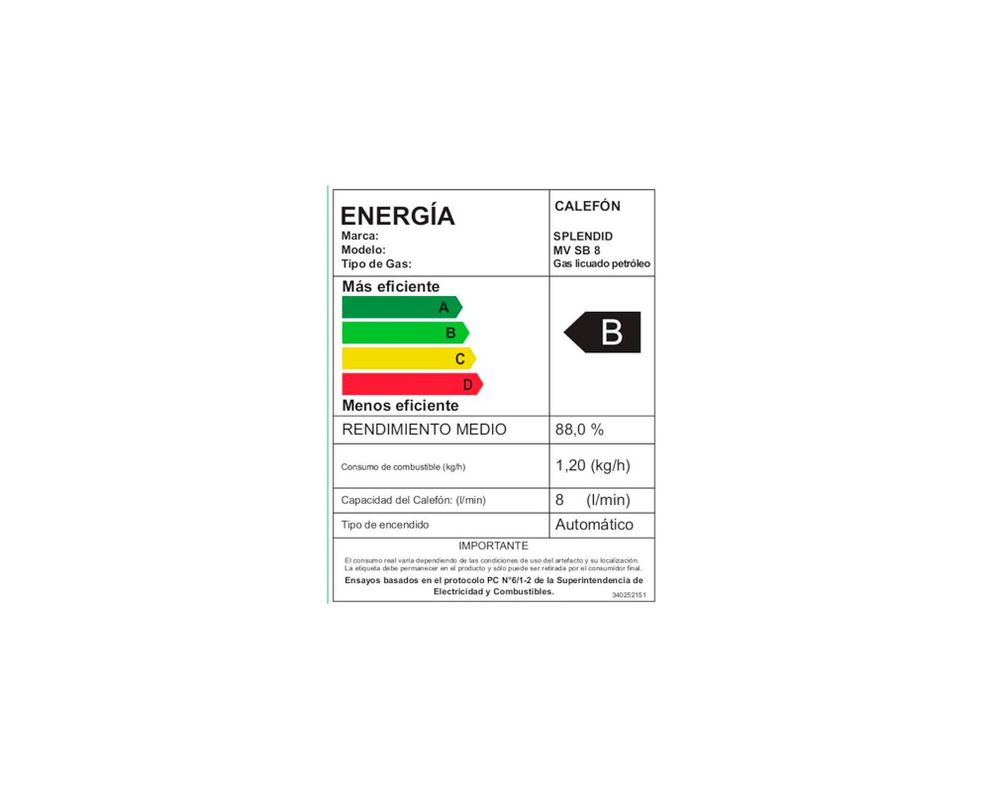 Calefont ionizado tiro natural 8 litros gas licuado Master Splendid-7