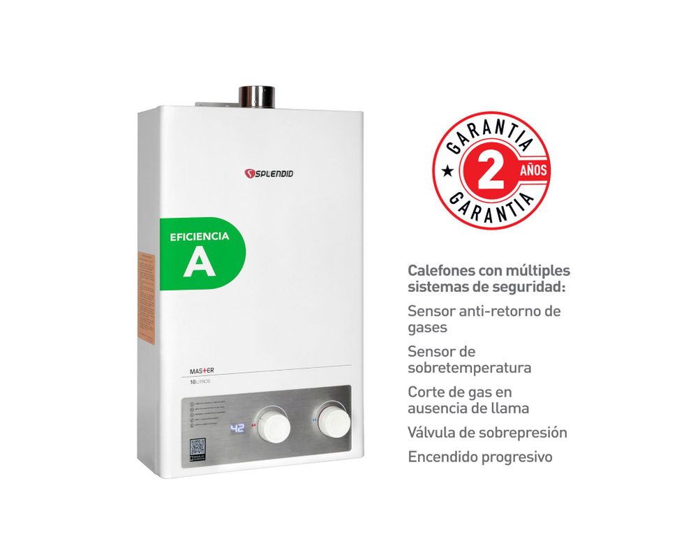 Calefont ionizado tiro forzado 10 litros gas licuado Master Splendid-3