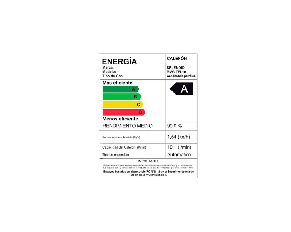 Calefont ionizado tiro forzado 10 litros gas licuado Master Splendid-8