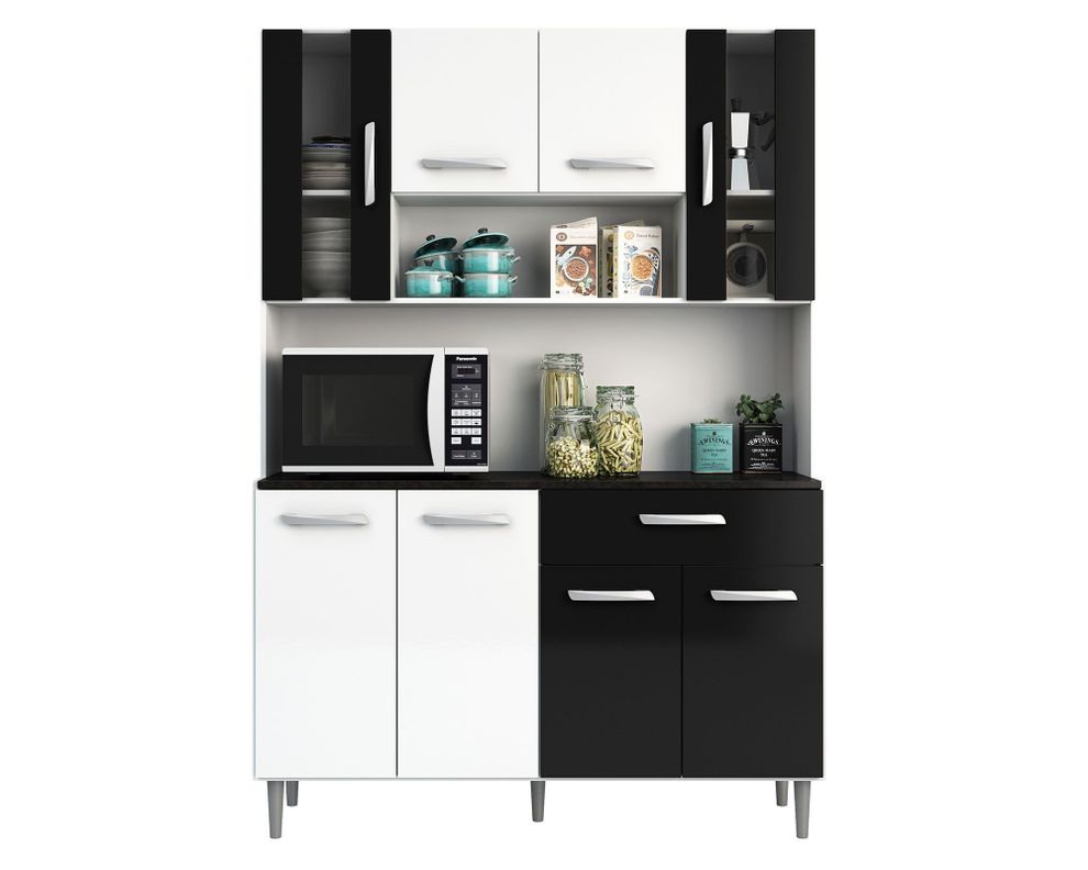Kit cocina 8 puertas 1 cajón Grutal blanco/negro Home Mobili-0