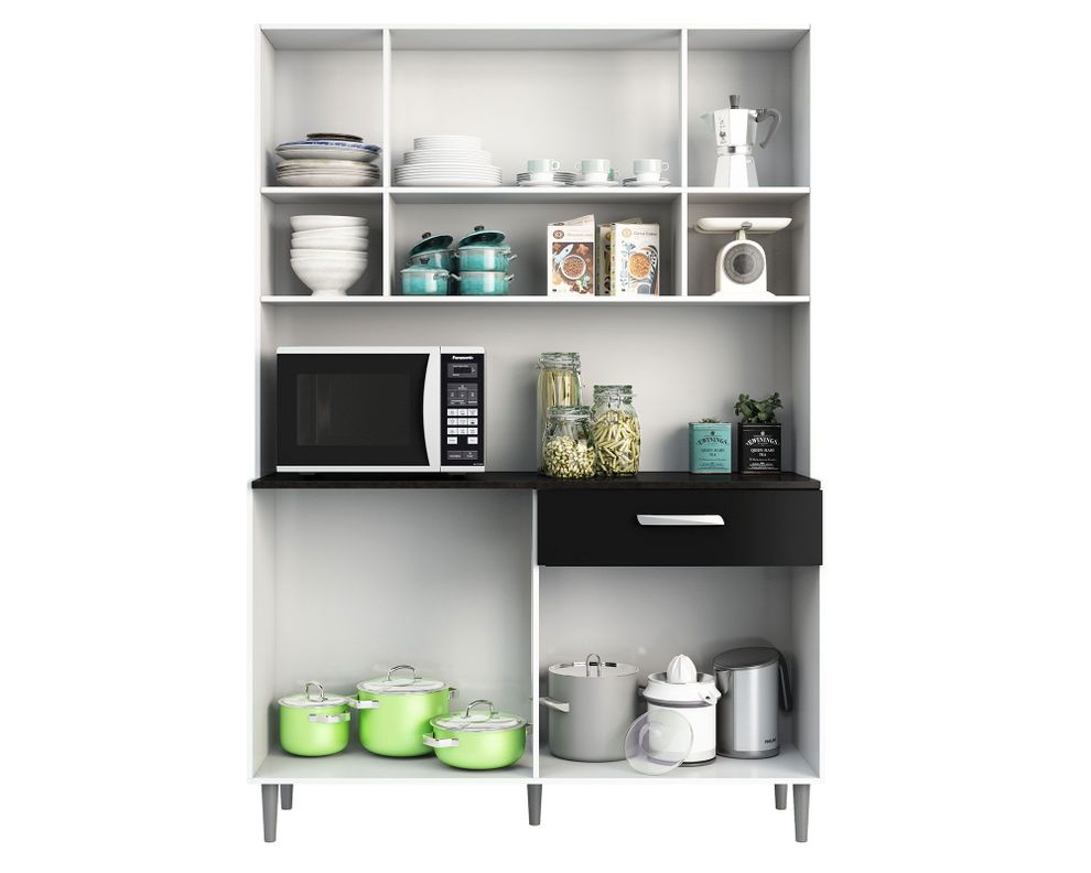 Kit cocina 8 puertas 1 cajón Grutal blanco/negro Home Mobili-1
