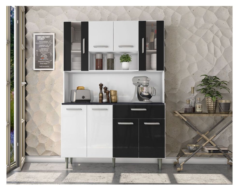 Kit cocina 8 puertas 1 cajón Grutal blanco/negro Home Mobili-2