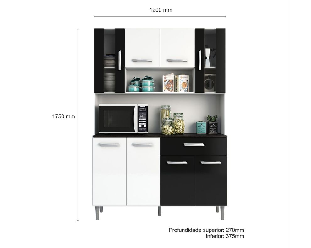 Kit cocina 8 puertas 1 cajón Grutal blanco/negro Home Mobili-3