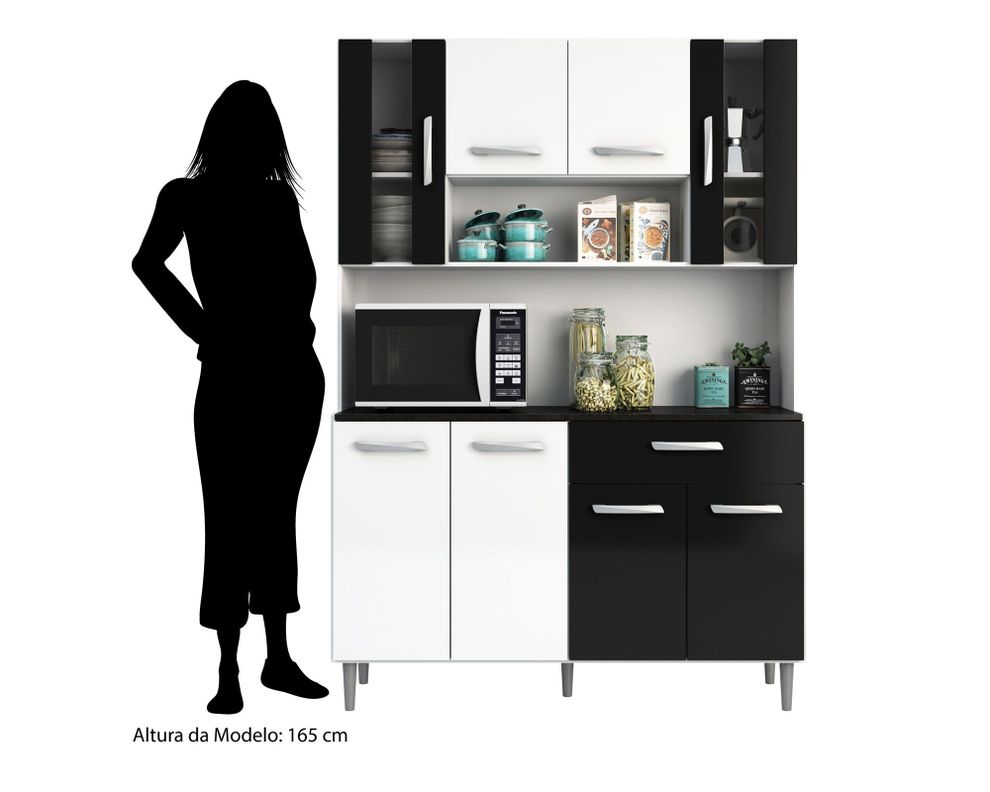 Kit cocina 8 puertas 1 cajón Grutal blanco/negro Home Mobili-4