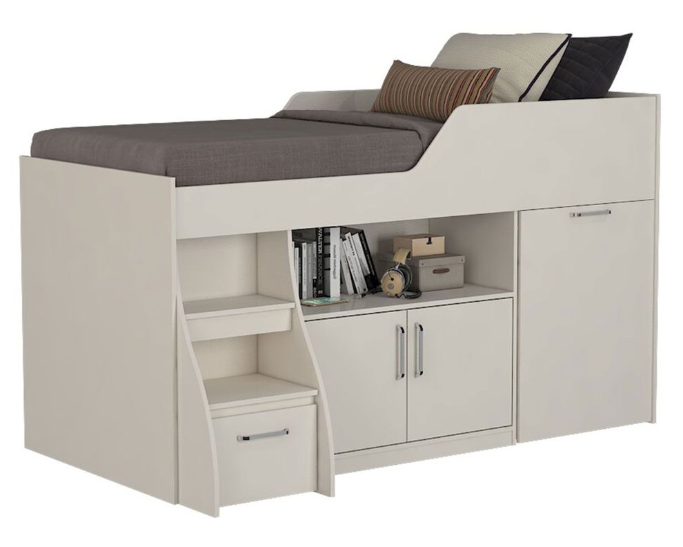 Cama multifuncional 1,5 plazas con escritorio blanco Decocasa-0