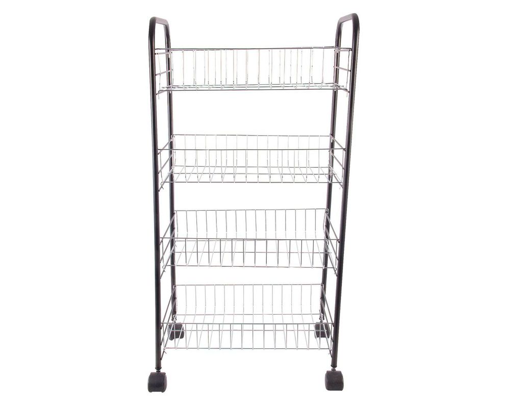 Carro 40.5 x 25 x 82 cm 4 canastos fijos acero cromado Cotidiana-0