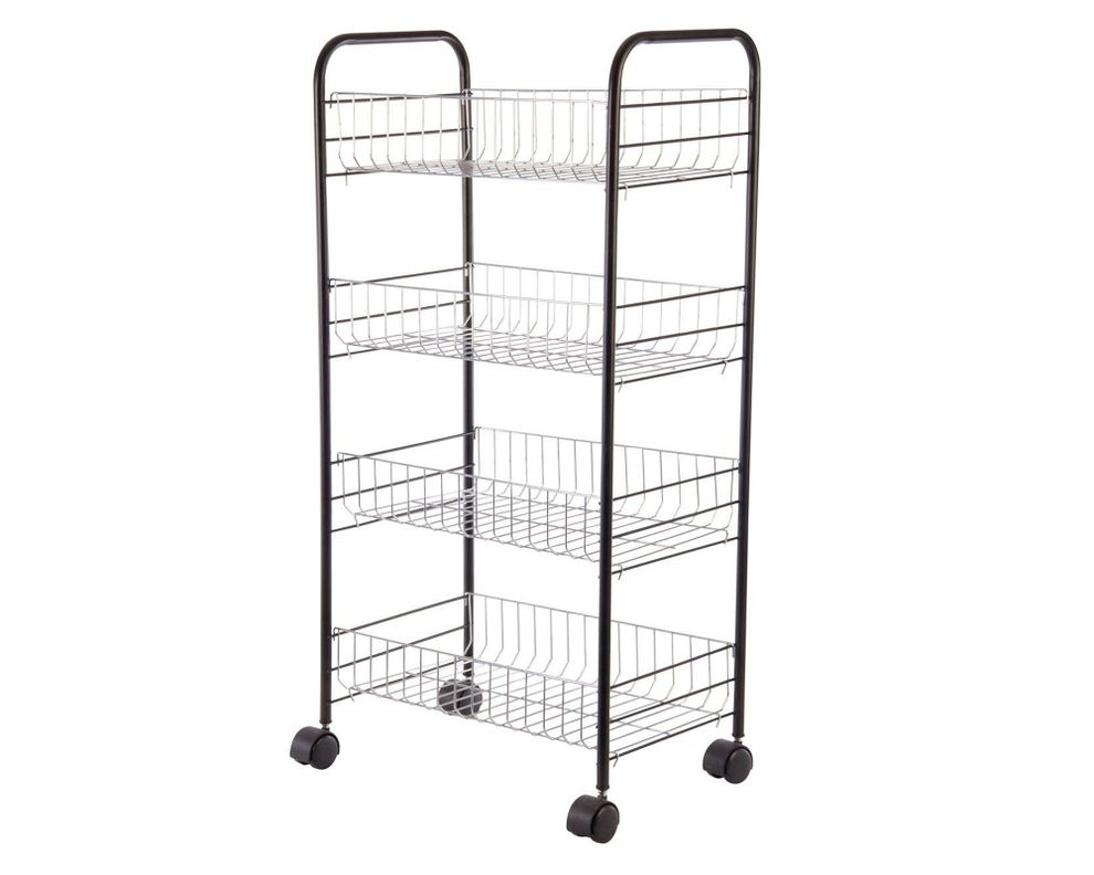Carro 40.5 x 25 x 82 cm 4 canastos fijos acero cromado Cotidiana-1
