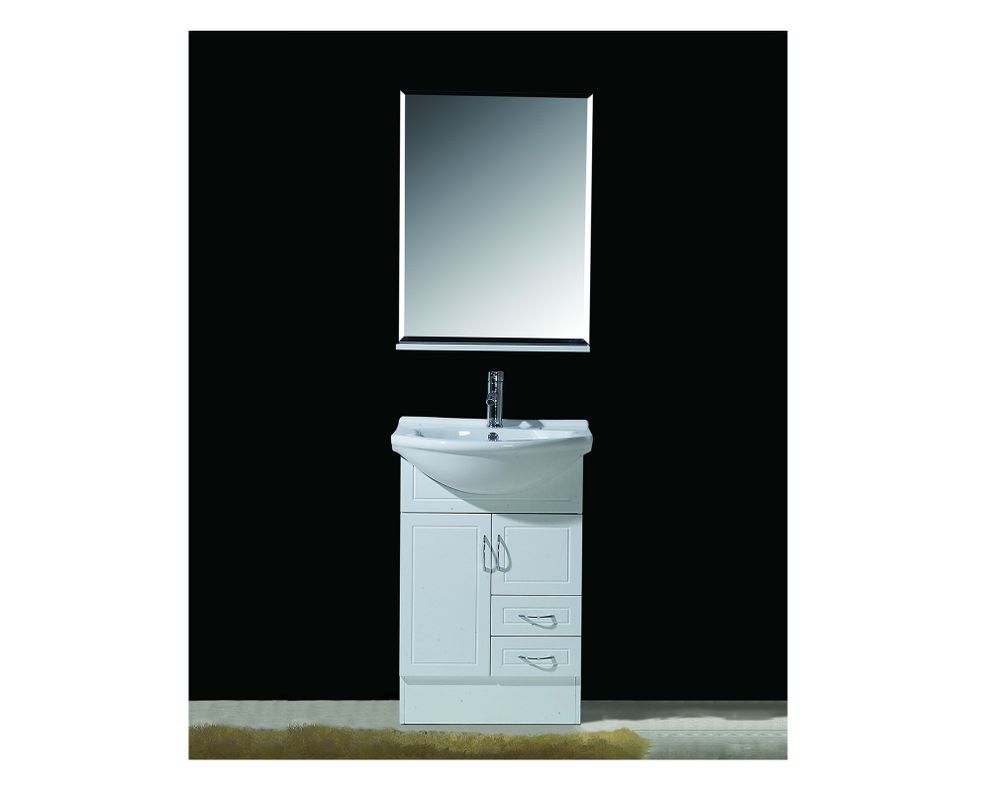 Mueble vanitorio 55 cm + espejo biselado blanco Vessanti-1