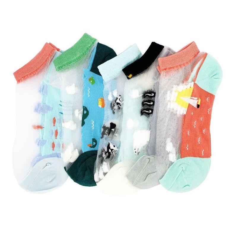 Calcetines con diseño,Transparentes,  NW, modelo tobillo, 5 pares-0