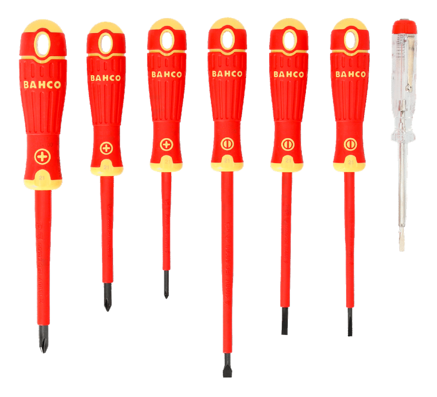 Set Destornilladores Aislados BahcoFit 1.000 V 7 Pzas - Bahco Rojo