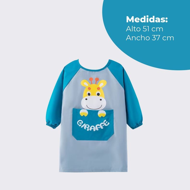 Delantal Manga Larga Con Bolsillo Jirafa Niños -1