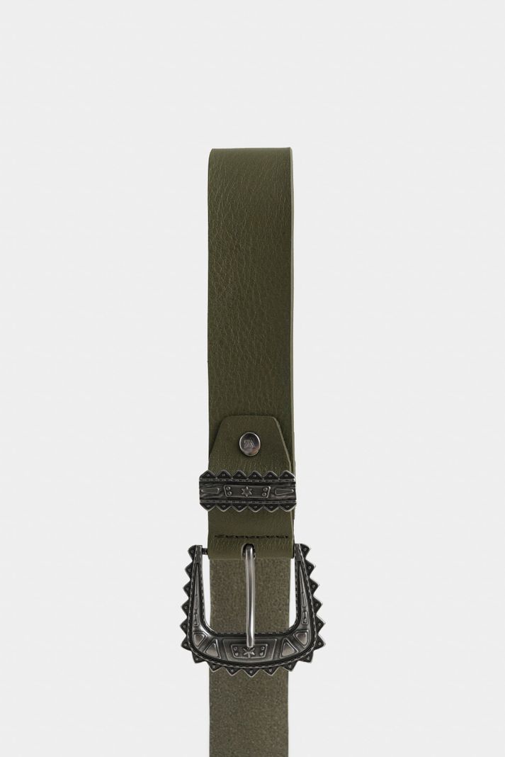 Vélez Cinturón Unifaz Bianca De Cuero Folia Mujer Boho Verde-1