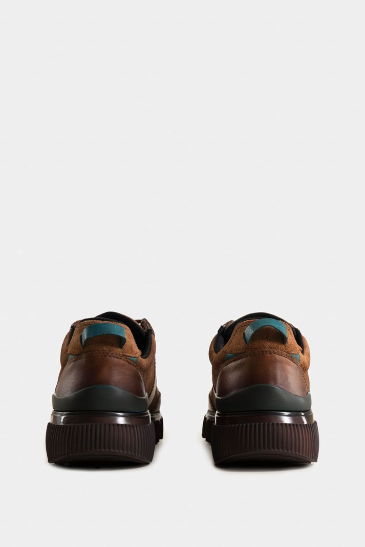 Vélez Tenis Halo De Cuero Liso Textura Gamuzada Hombre Miel-2