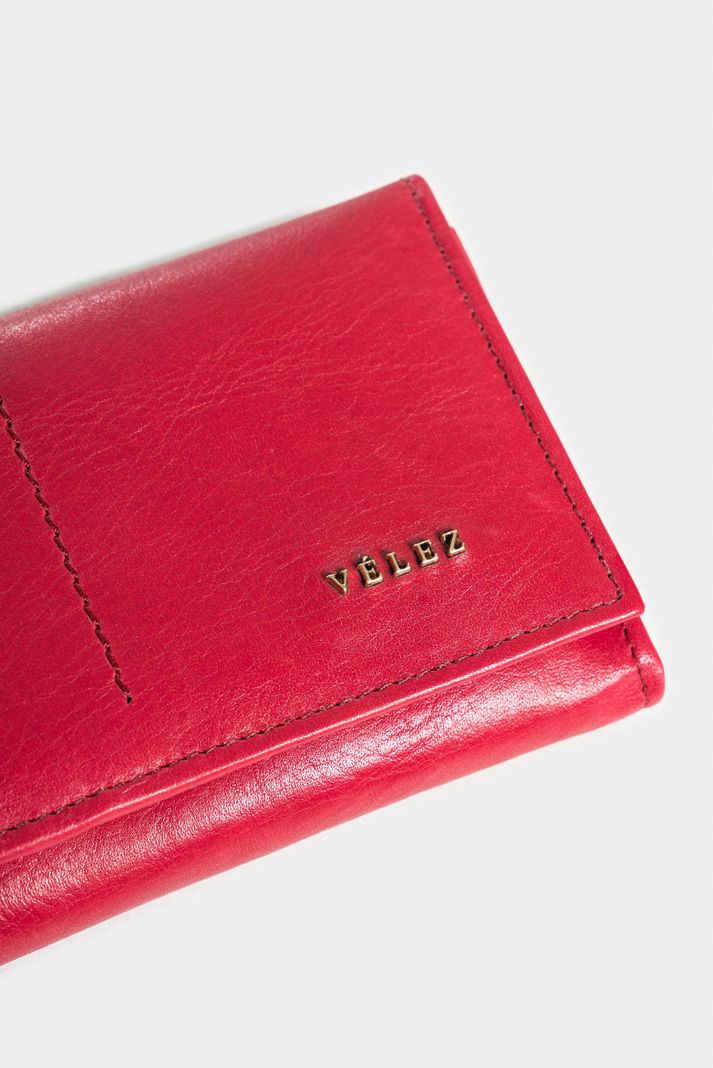 Vélez Billetera PLegable 3.0 Cuero Mujer Amplia Cap Rojo-3
