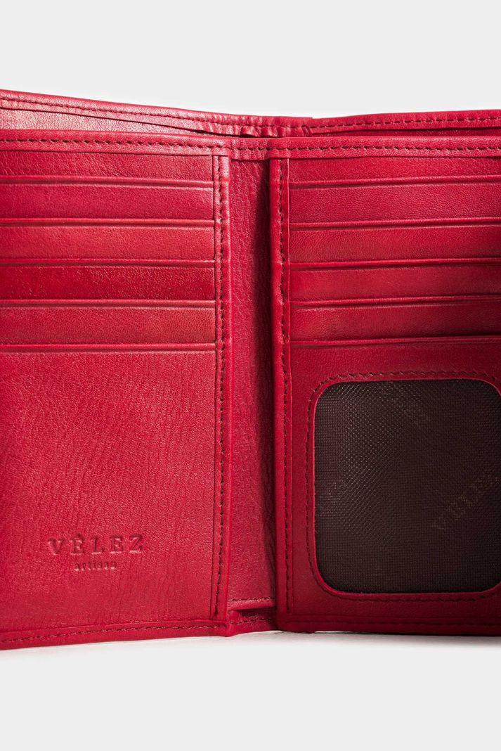 Vélez Billetera PLegable 3.0 Cuero Mujer Amplia Cap Rojo-4