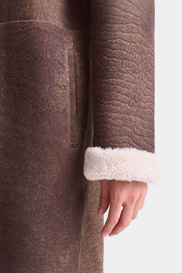 Vélez Long Coat De Cuero Para Hombre Cierre Interno Café-3
