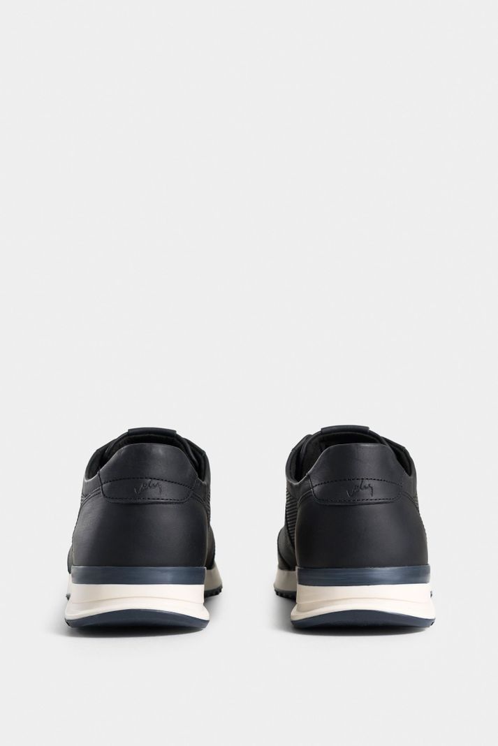 Vélez Tenis vuelos De Cuero Para Hombre Texturas Negro-2