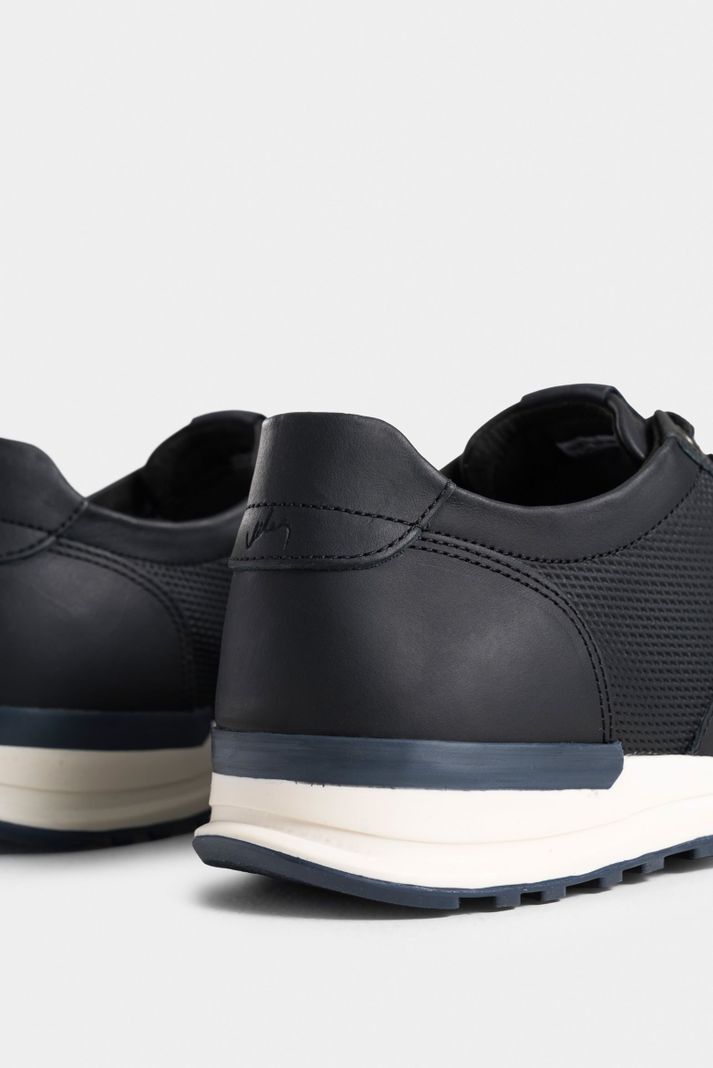 Vélez Tenis vuelos De Cuero Para Hombre Texturas Negro-4