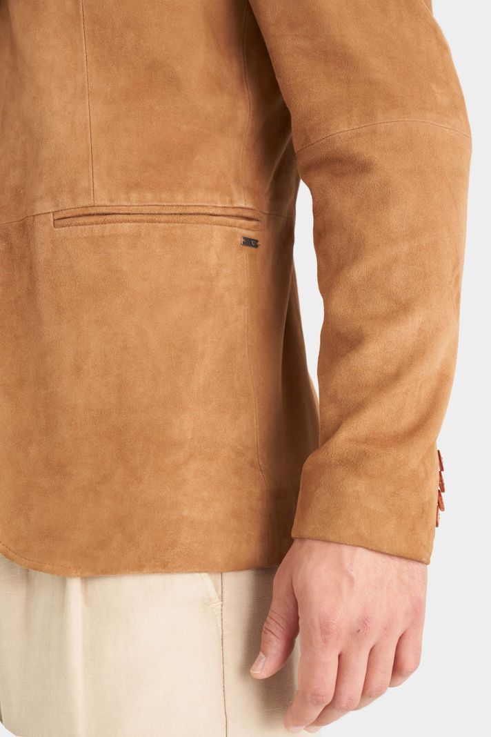 Vélez Blazer Niger De Gamuza Hombre Fit Semi Ajustado Miel-4