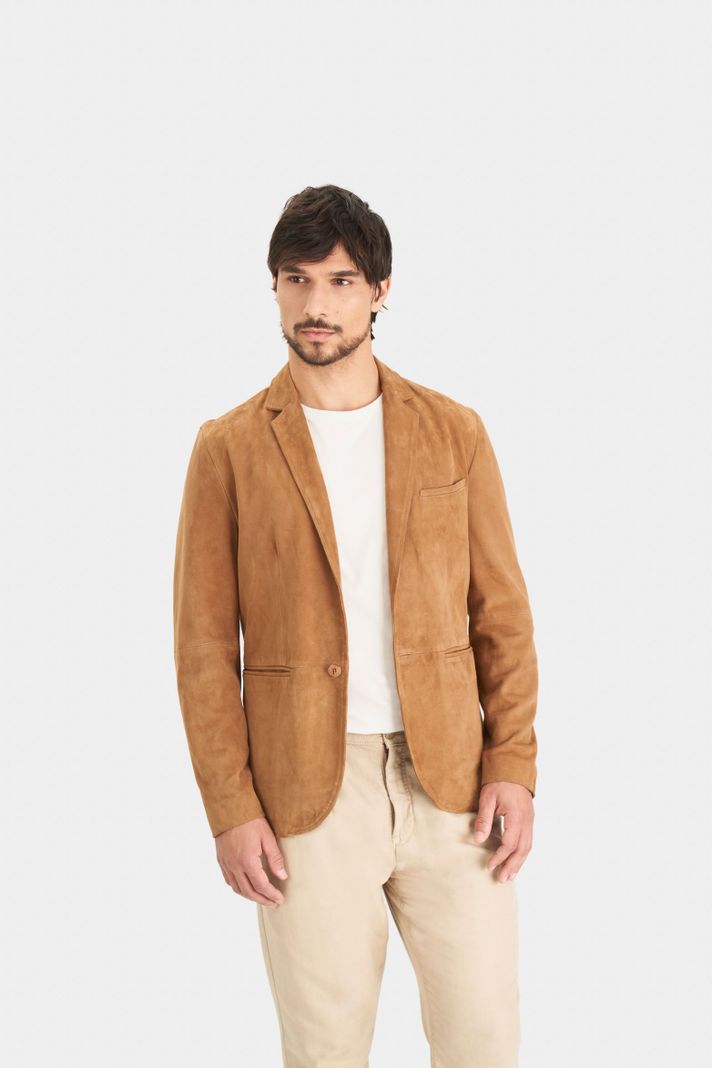 Vélez Blazer Niger De Gamuza Hombre Fit Semi Ajustado Miel-0