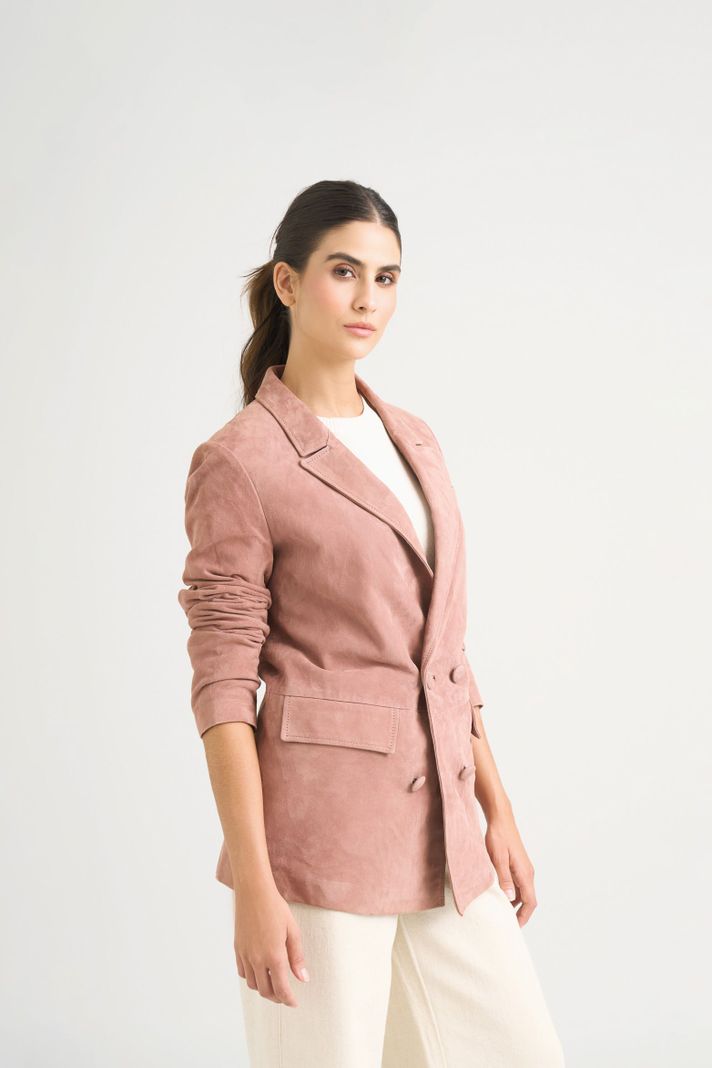 Vélez Blazer En Gamuza Ovina Para Mujer Zarzamora Mora-3