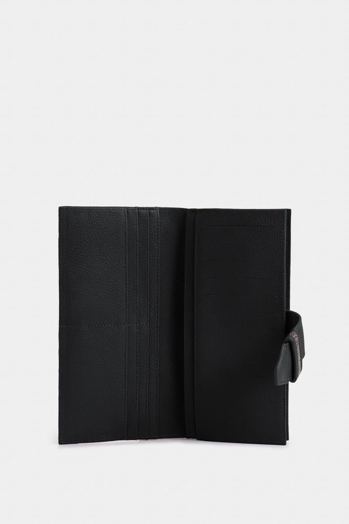 Vélez Porta Chequera Nudo De Cuero Para Mujer Millaré Negro-1