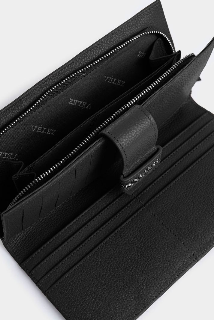 Vélez Porta Chequera Nudo De Cuero Para Mujer Millaré Negro-4