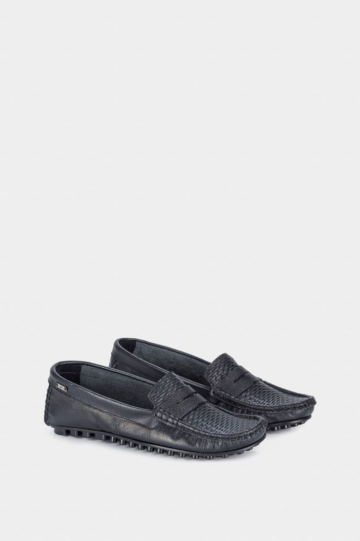 Vélez Mocasines Denver Cuero Mujer Grabado Con Placa Negro-1