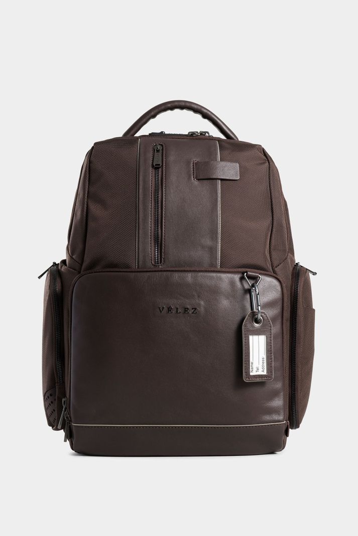Vélez Morral Security De Lona Hombre Detalles En Cuero Café-0