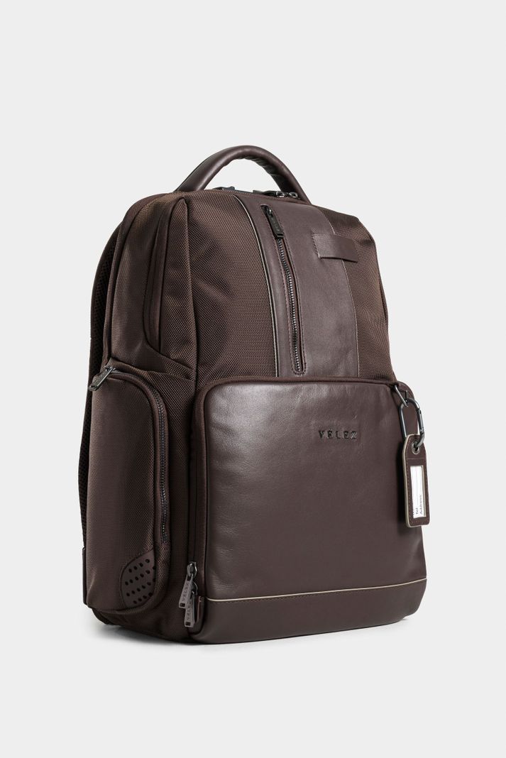 Vélez Morral Security De Lona Hombre Detalles En Cuero Café-1