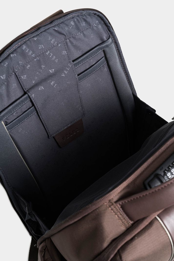 Vélez Morral Security De Lona Hombre Detalles En Cuero Café-4