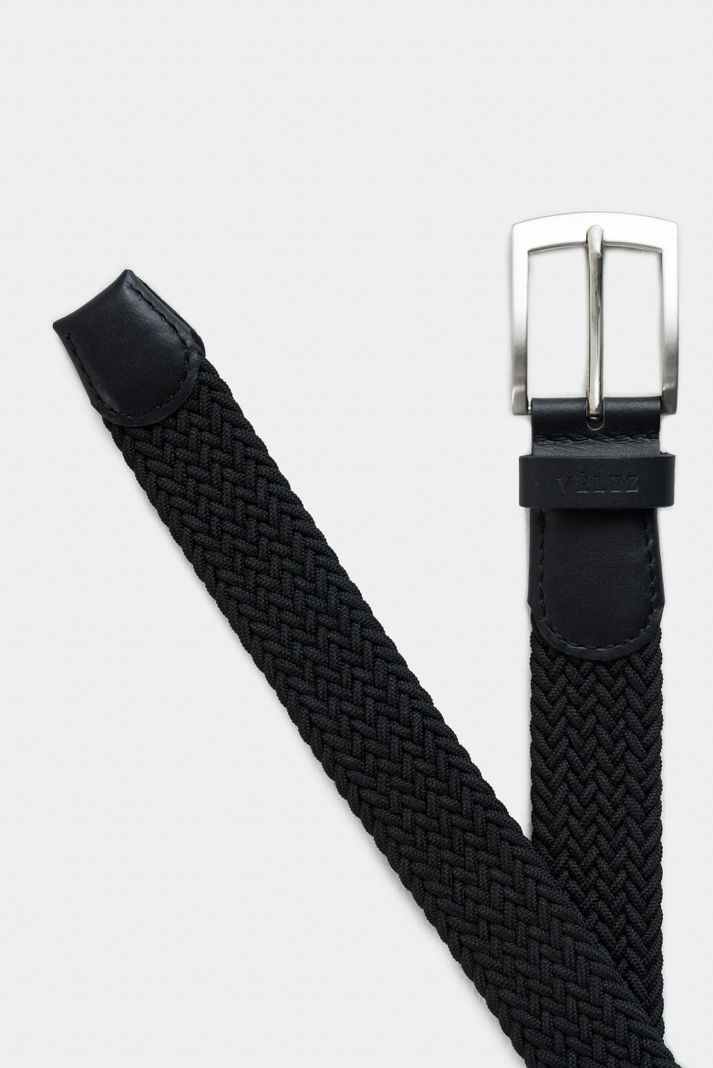 Vélez Cinturón Unifaz Cordón Cuero Para Hombre Trenza Negro-2