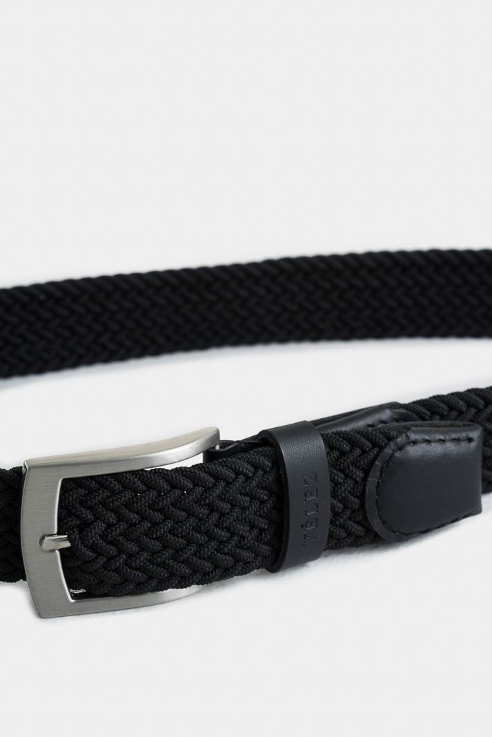 Vélez Cinturón Unifaz Cordón Cuero Para Hombre Trenza Negro-3