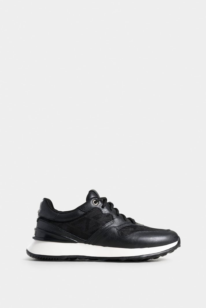 Vélez Zapatillas Garda De Cuero y Lona Mujer Monogram Negro-0
