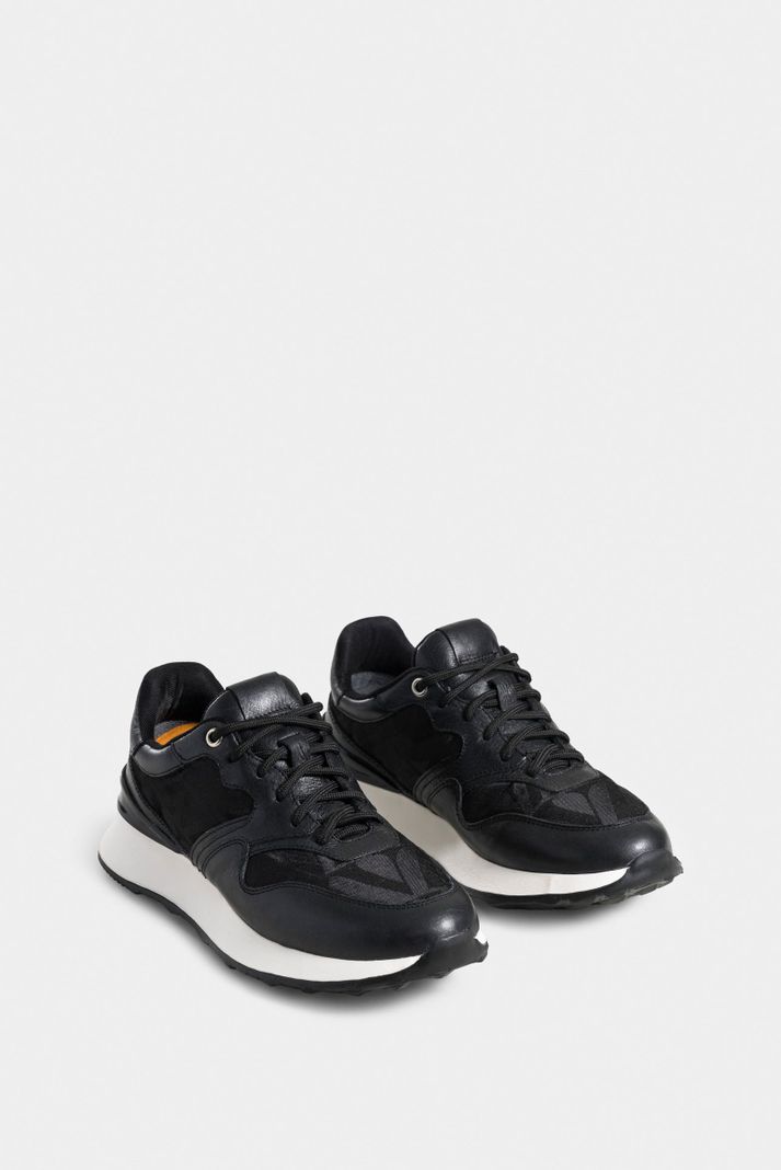 Vélez Zapatillas Garda De Cuero y Lona Mujer Monogram Negro-1