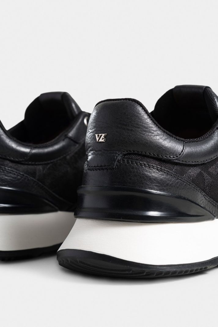 Vélez Zapatillas Garda De Cuero y Lona Mujer Monogram Negro-4