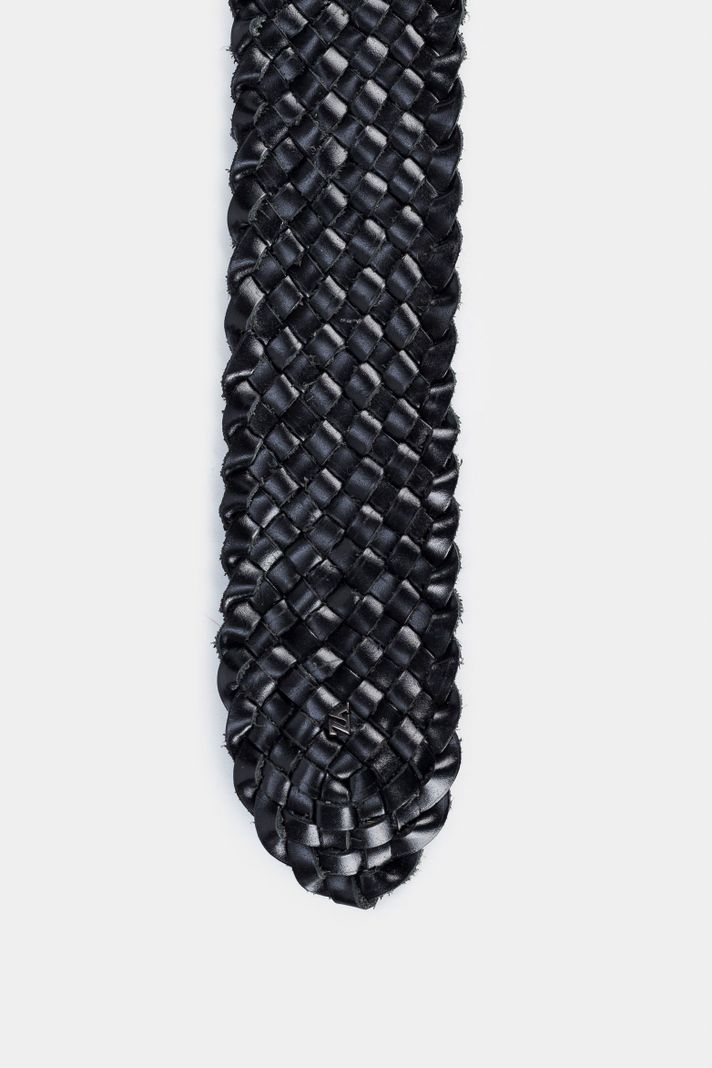 Vélez Fajón Unifaz Luxo De Cuero Para Mujer Trenzado Negro-3