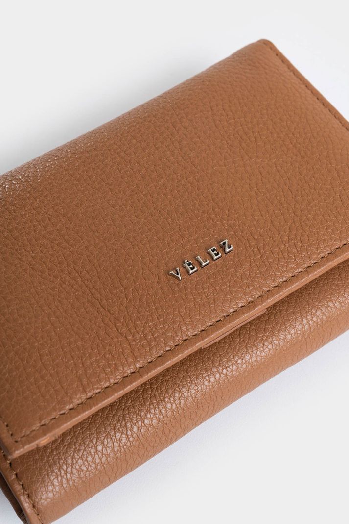 Vélez Billetera Real De Cuero Para Mujer Con Monedero Miel-3