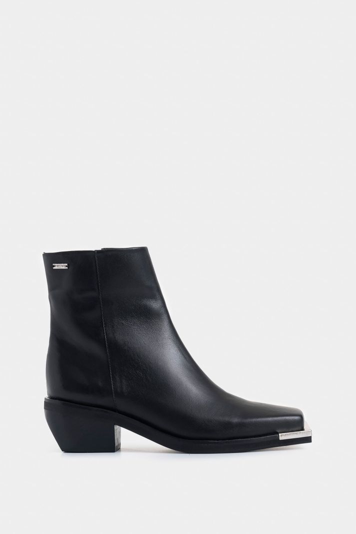 Vélez Botines Magenta Cuero Para Mujer Dima Cuadrada Negro-0