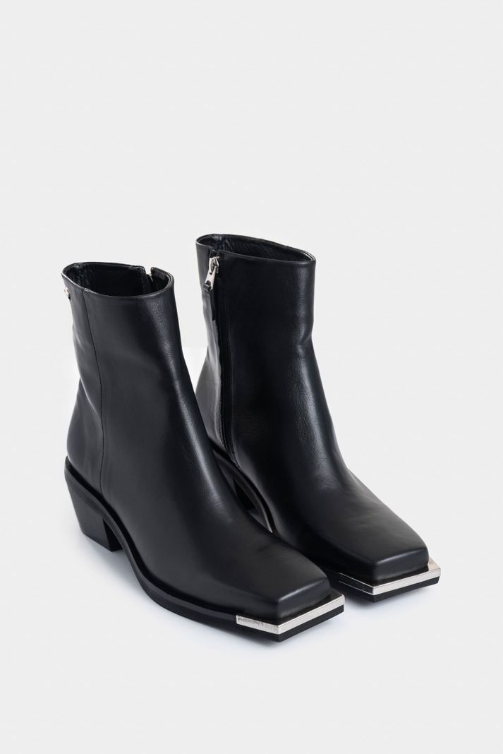 Vélez Botines Magenta Cuero Para Mujer Dima Cuadrada Negro-1