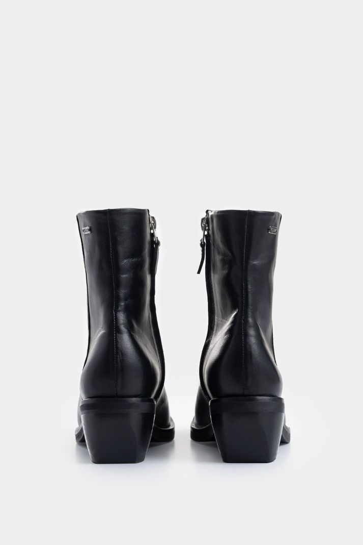 Vélez Botines Magenta Cuero Para Mujer Dima Cuadrada Negro-2