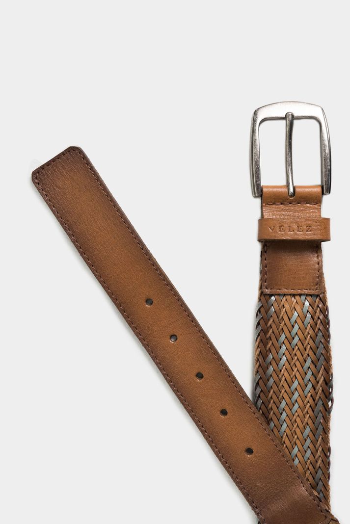 Vélez Cinturón Unifaz De Cuero Hombre Punta Trapecio Miel-2