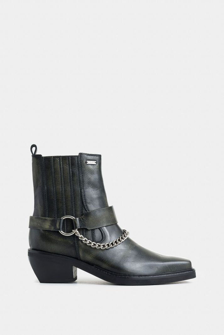 Vélez Botines Texanos Aurora Cuero Mujer Brush Off Verde-0