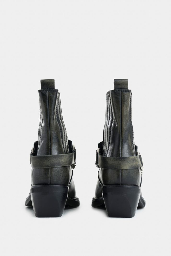 Vélez Botines Texanos Aurora Cuero Mujer Brush Off Verde-2