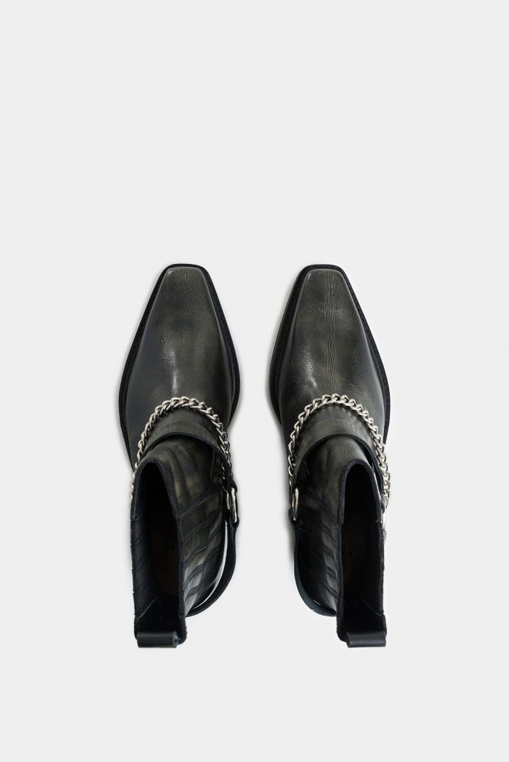 Vélez Botines Texanos Aurora Cuero Mujer Brush Off Verde-3