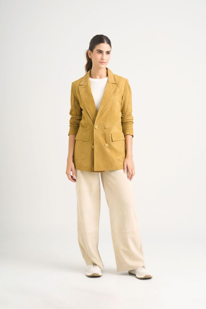 Vélez Blazer En Gamuza Ovina Para Mujer Zarzamora Verde-1