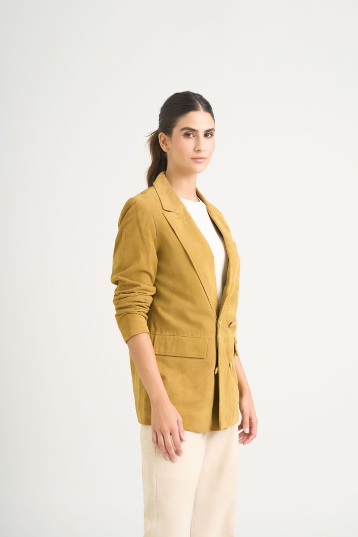 Vélez Blazer En Gamuza Ovina Para Mujer Zarzamora Verde-3