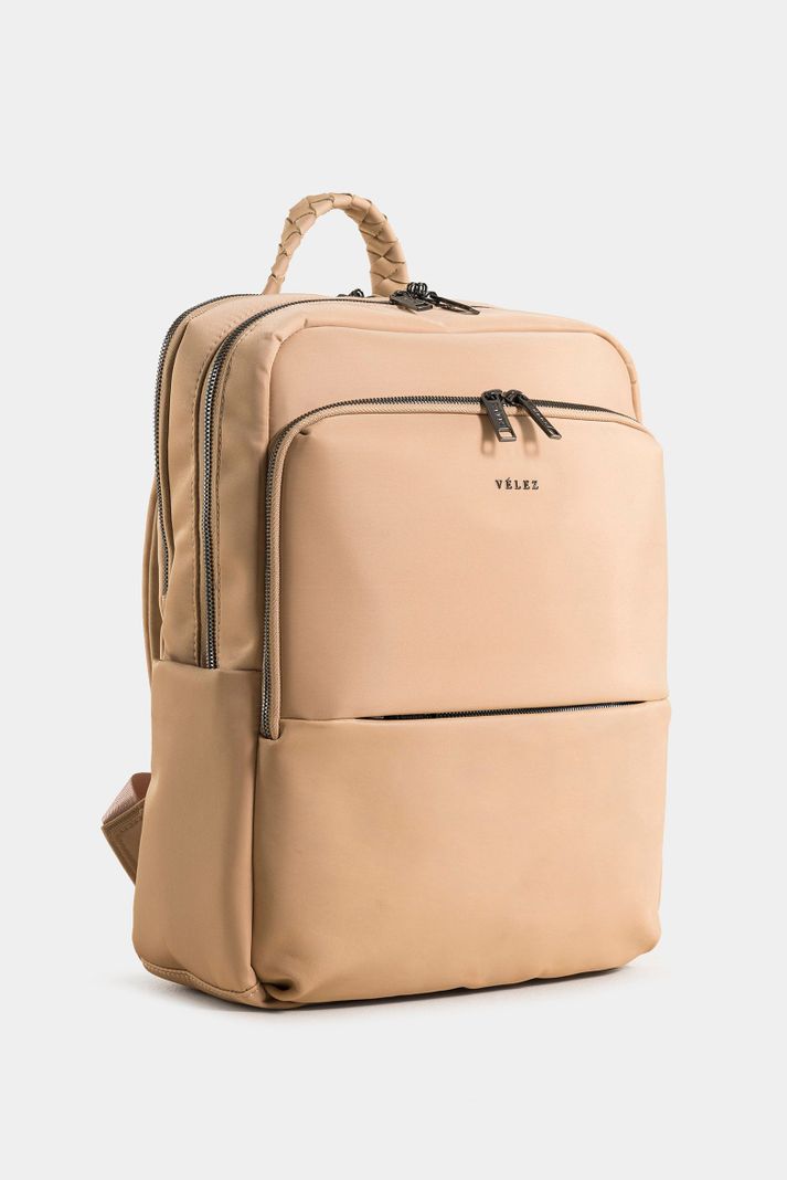 Vélez Tula Morral Nylon Reciclado Mujer Manija Trenzada Arena-1